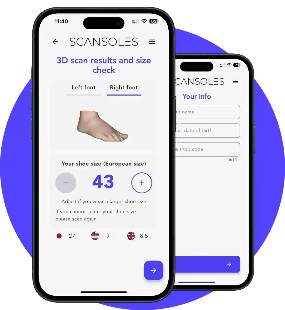 ScanSoles app screens